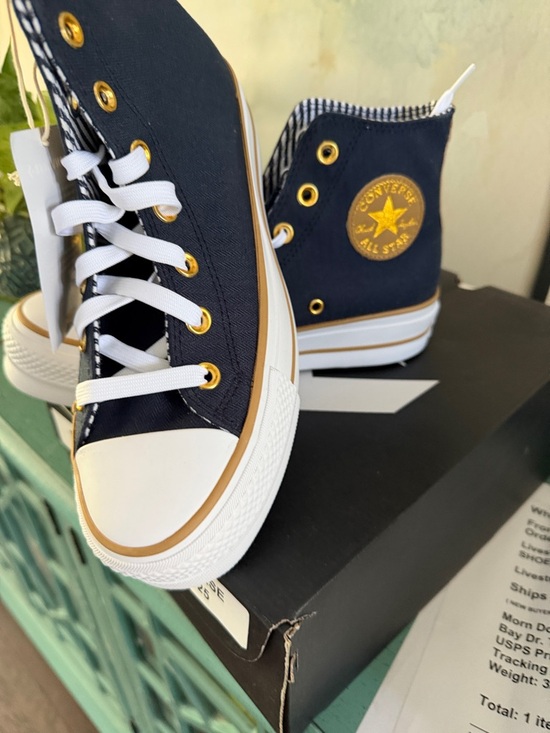 Converse Shoes - Converse High Top Sneakers - Navy with Gold Details